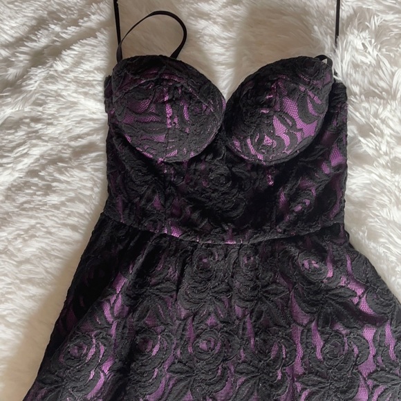 Guess Purple and Lace Fit and Flare Bustier Dress - Picture 5 of 6